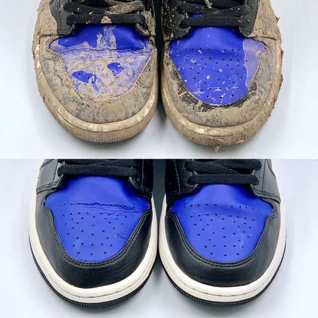 Jordan 1: a mud-caked pair, cleaned